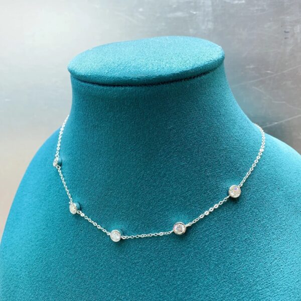3/5mm Round Bubble Moissanite Diamond Necklace Bracelet with Certificate Sterling Sier Neck Chain Layered Choker for Women