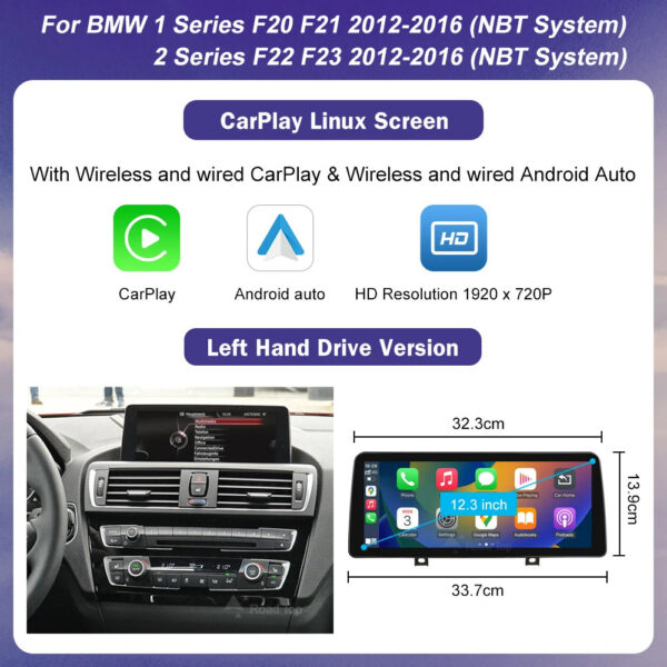 8a7206bb39f960d3 1920*720 Multimedia Touch Screen For BMW 1/2/3/4 Series F20/F21/F22/F30/F31/F33/F34/F36 Android Auto NBT System Wireless Carplay