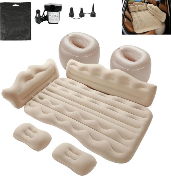 8a8d424f613ca095 Vextone Inflatable Air Mattress Rear Back Seat Car Bed - PVC Thickened Travel Camping Air Mattress for SUV Cars, Gray Sleeping Car Mattress - Universal Fit, with Pillows, Piers, Repair Pad