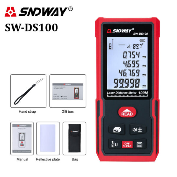 SNDWAY Rangefinder 120m 100m 70m 50m Laser Distance Meter Electronic Roulette Digital Rang Finder Trena Tape Lazer Measure