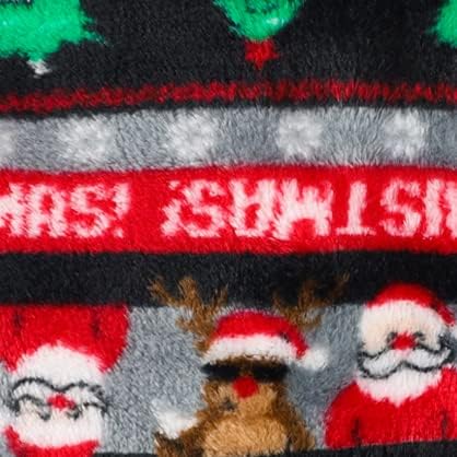 Glasses Reindeer Fuzzy Dog Pajamas, Dog Winter Clothes for Small Dogs Girl Boy, Pet Onesie with Feet, Cat Outfit, Black, Red, Green, Large