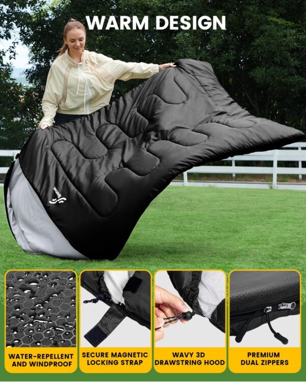 8a90c619242b1525 Sportneer Double Sleeping Bag for Adults with 2 Pillows, Queen Size Two Person Sleeping Bag for All Season, 2 Person Sleeping Bags for Cold Weather Camping Hiking Backpacking