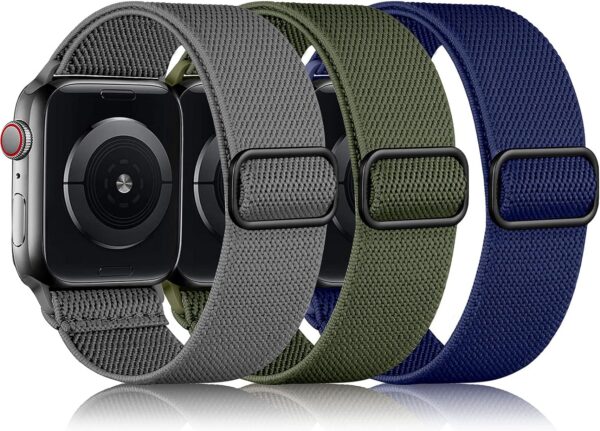 8a9b1c52e9400e67 DaQin 3 Pack Elastic Bands Compatible with Apple Watch Band 45mm 44mm 49mm 42mm 41mm 40mm 38mm Women Men, Soft Nylon Solo Loop Straps for Apple Watch SE iWatch Series 9/8/7/6/5/4/3/2/1/Ultra/Ultra 2