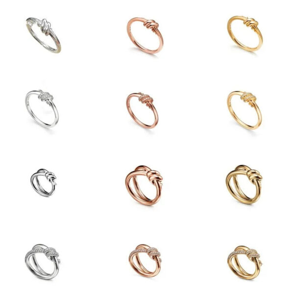Womens Designer Rope Twisted Diamondless Set with Diamond Popular Fashion Classic Versatile Single Double Ring Multi Size