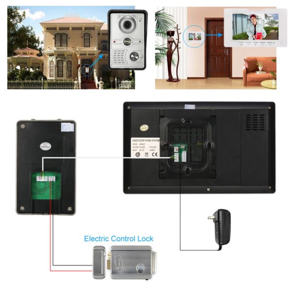 8aad18dfca7adda8 7 inch Wired Video Doorbell Indoor Monitor IR-CUT Outdoor Camera Visual Intercom Two-way Audio Remote Unlock Video Door Phone