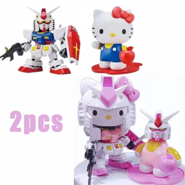 8ac838a92ce9f953 Bandai Gundam Hello Kitty RX-78-2SD Assembly Model SD Kt 012gto Anime Figures Pvc Statue Doll Collection Decor Kids Toys Gifts