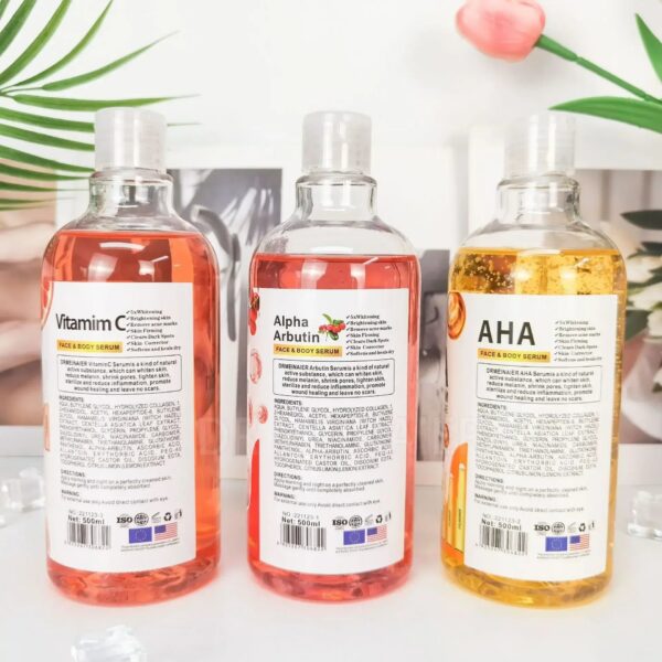 8ad24346248877f2 500ml Hyaluronic Acid, Nicotinamide Vitamin C AHA Face Serum Spots Eraser Corrector Whitening Moisturizing Lightening Body Serum