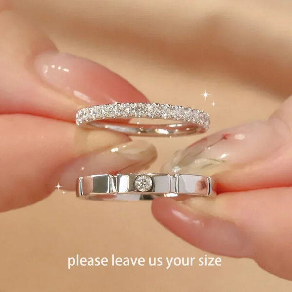 8ad90c07965ef2b0 3mm/1.5mm Full Moissanite Diamond Couple Rings Set Sterling Sier Promise Propose Ring Wedding eternity Band for Women Men