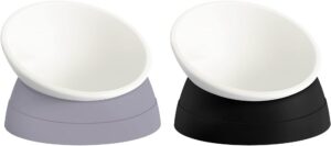 8ae9301641f766df 2Pcs Cat Bowls Elevated Cat Food Bowl Adjustable Cat Dish Anti-Slip and Anti-Noise Raised Cat Bowl Protecting Pet’s Spine Thickened Plastic Bowl Suitable for Indoor Cats, 17 Oz