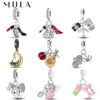 8aecd2651c0fa8aa MULA 1PC Sier Plated Dangle Charms Lipstick Plane Insect Pendants Fit Original Bracelet Beads DIY Fashion Jewelry