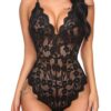 Avidlove Women One Piece Lingerie Deep V Teddy Sexy Lace Bodysuit with Snap Crotch