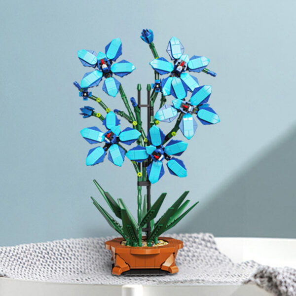 City Creativity Bouquet wer Cymbidium Faberi Bonsai Potted Plant Home Decoration Building Blocks Bricks Kids Toys
