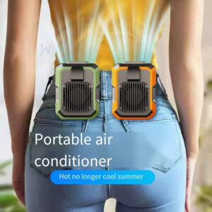 8b2031ccac22a2a9 Outdoor Waist Mounted Polymer Battery Anti Drop Shock Absorption USB Portable Power Bank with Bladeless Hanging Neck Fan