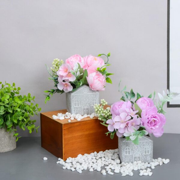 XONOR Artificial Flowers - Set of 4 Mini Fake Potted Silk Daisy Flowers for Home Decor Wedding Office Tabletop Decoration