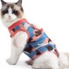 8b59eb33a0033725 Cat Recovery Suit for Male and Female Surgical Post Surgery Soft Cone Onesie Shirt Clothes Neuter Licking Protective Diapers Outfit Cover Kitten Spay Collar(M, Grey)