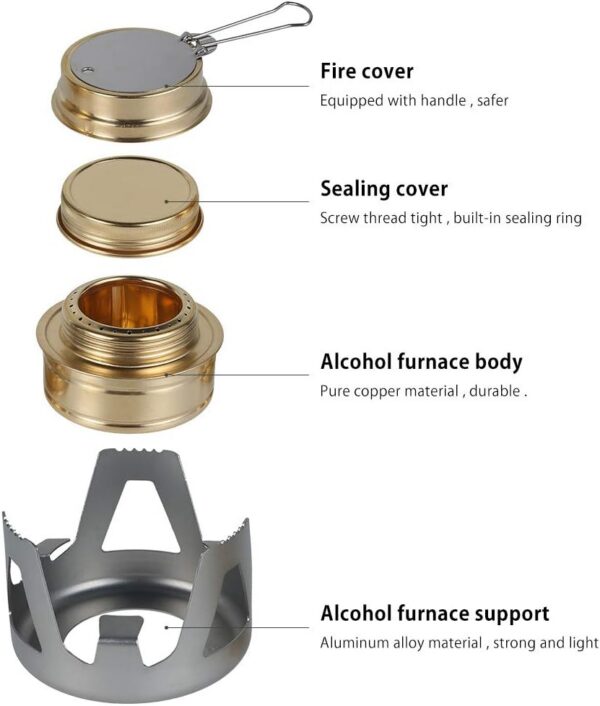 8b5a77060ace9b05 JIAHEY Mini Spirit Burner Windshield Alcohol Camping Stove Alloy Brass Lightweight Adjustable Temperature Alcohol Stove for Backpacking Hiking Outdoor, BBQ Cooking Picnic