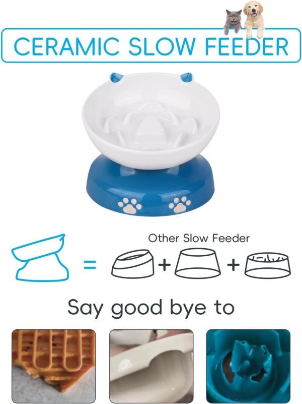 Y YHY Slow Feeder, Elevated Food Bowl Tilted Design for Dog and Cat for Dry and Wet Food
