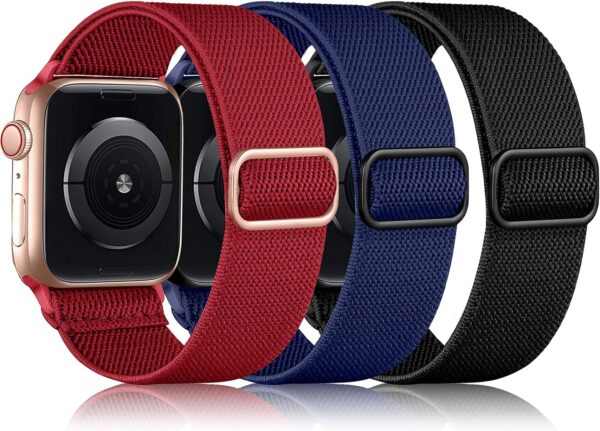 8b5f7c82fafa09d5 DaQin 3 Pack Elastic Bands Compatible with Apple Watch Band 45mm 44mm 49mm 42mm 41mm 40mm 38mm Women Men, Soft Nylon Solo Loop Straps for Apple Watch SE iWatch Series 9/8/7/6/5/4/3/2/1/Ultra/Ultra 2
