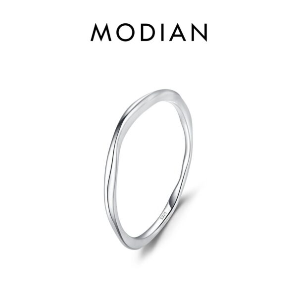 MODIAN 925 Sterling Silver Simple Geometric Line Twisted Ring Trendy Stackable Gold Color Fine Jewelry For Women Party Gifts