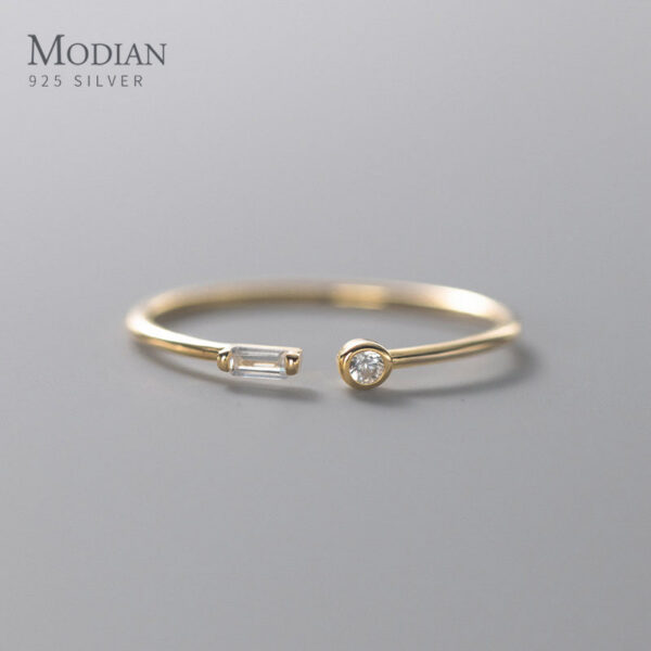 Modian Real Sterg Sier Simple Thin Clear CZ Finger Rings Adjustable 14K Gold Ring For Women Wedding Jewelry Gifts
