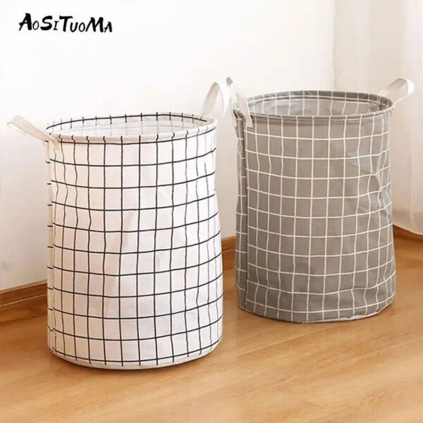 1pc Round Laundry Basket, Portable Dirty Clothes Hamper