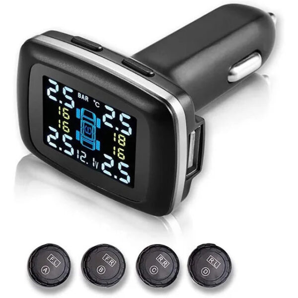 Digital Display Electronic Automobile Universal Tire Pressure Monitor Rotatable Cigarette Lighter Tpms System