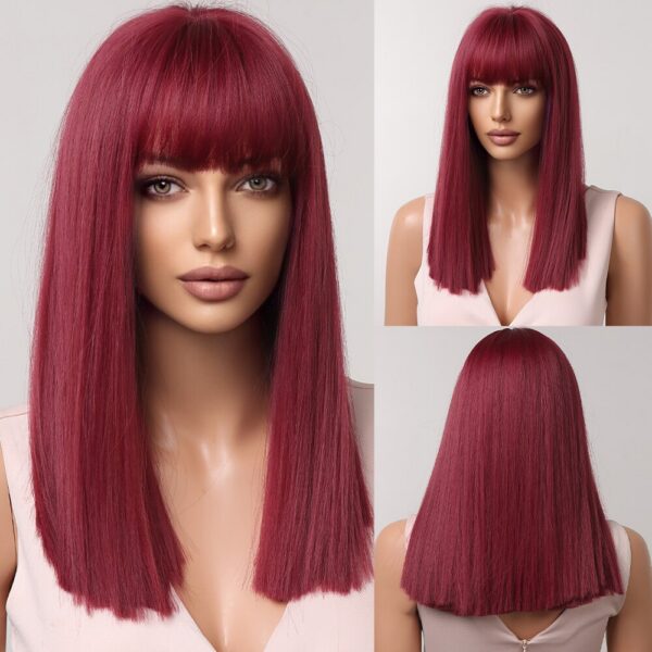 Brown Blonde Ombre Short Bob Wigs for Women Cosplay Synthetic with Bangs Dark Roots Gray Natural Hair Wig Heat Resistant