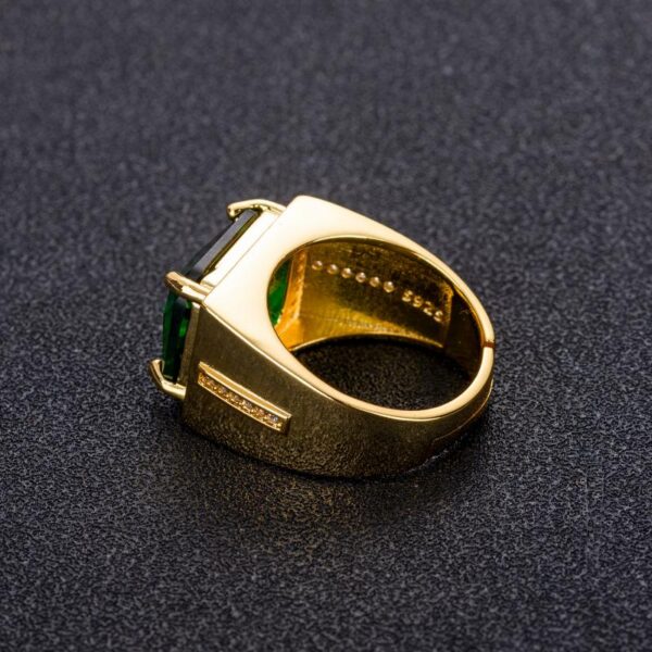 8ba41101b5c77dc0 HOYON Popular Emerald Men's Jewelry Retro Style Square Ethnic Rings 14k Gold Color Open Green Diamond Ring for Gift box