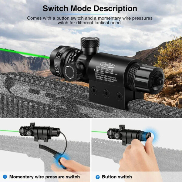 Rifle Green Red Dot Laser Sight 532nm Scope with Pressure Switch Picatinny and Mounting Hunting Riflescope