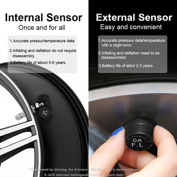Smart TPMS Car Tire Alarm Monitor System 4 Sensors Display Solar Intelligent Tyre Pressure Temperature Warning