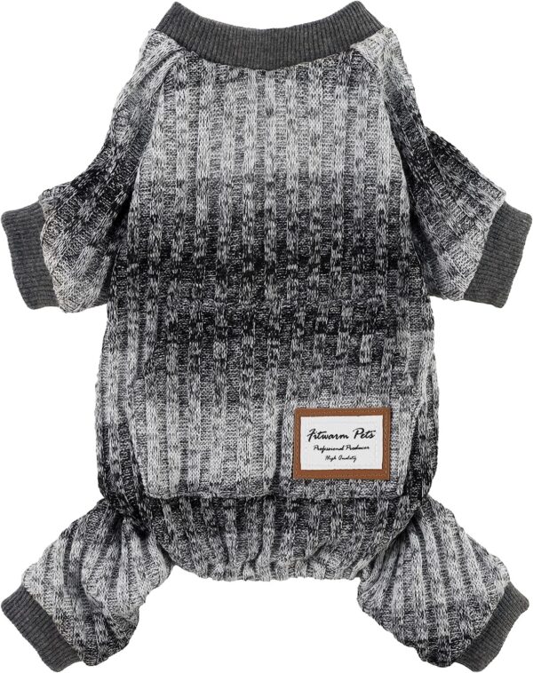 8bd21dd3155e72ee Knitted Dog Pajamas, Dog Clothes for Small Dogs Girl Boy, Pet Onesie with Feet, Cat Outfit, Light Grey, Small