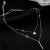 Hot Sale Sterling Sier Long Glitter Diamond Round Double Necklace Ladies Clavicle Chain Exquisite Jewelry Party Wedding Ac