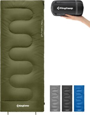 8bdf46214cf12416 KingCamp Schlafsack Outdoor Warmer Deckenschlafsack für Erwachsene 3 Jahreszeiten leicht zu tragen wasserabweisend & warm für Kinder Erwachsene beim Camping & Outdoor Kleines Packmaß