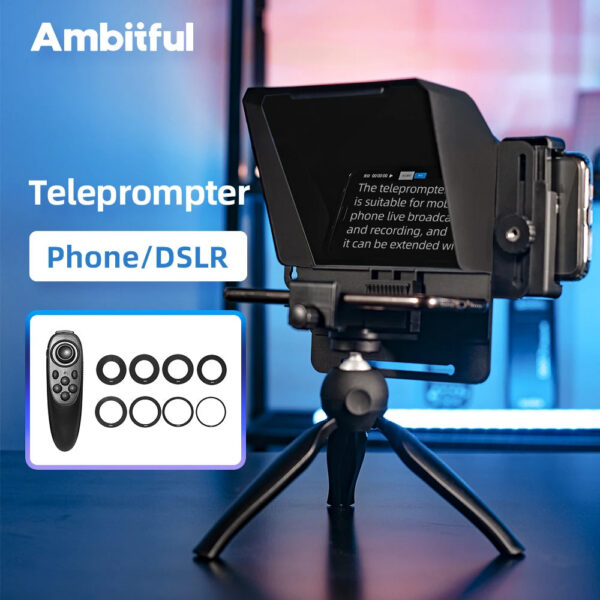 8be61136d9e4949e Ambitful Phone and DSLR Recording Mini Teleprompter Portable Inscriber Mobile Teleprompter Artifact Video With Remote Control