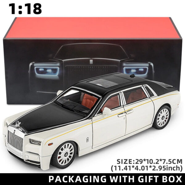 1:18 Rolls-Royce Phantom Car, Zinc Alloy Pull Back Diecast Car with Sound and Light, Realistic Modeg Model Toy