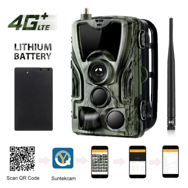8bf54c1b2ee2e5ae APP Trail Camera Clould Service 4G Hunting Cameras HC801PlusLI With 5000Mah Recharger Battery 30MP 2K Night Vision Photo Traps