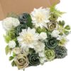 Serra Flora Artificial Christmas Flowers Greenery Combo Box Set Faux Flowers Bulk Flower Leaf with Stems for DIY Tree Ornaments Xmas Wreath Floral Arrangements Centerpieces