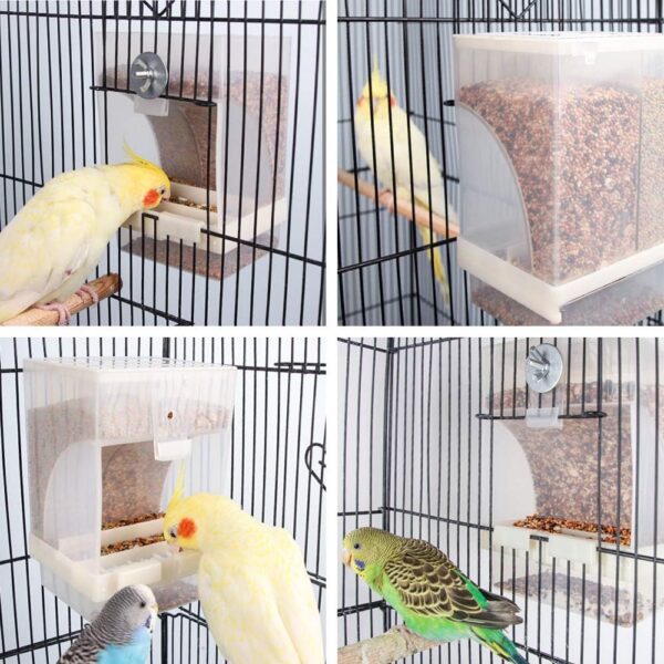 8c03833b8186cbe0 Automatic Bird Feeder No Mess for Cage Inside Birds Stuff Cage Accessories Seed Food Container for Small Brids Cockatiel Budgerigar Macaw Finch Budgie Parakeet Conure Canary Parrots Lovebird