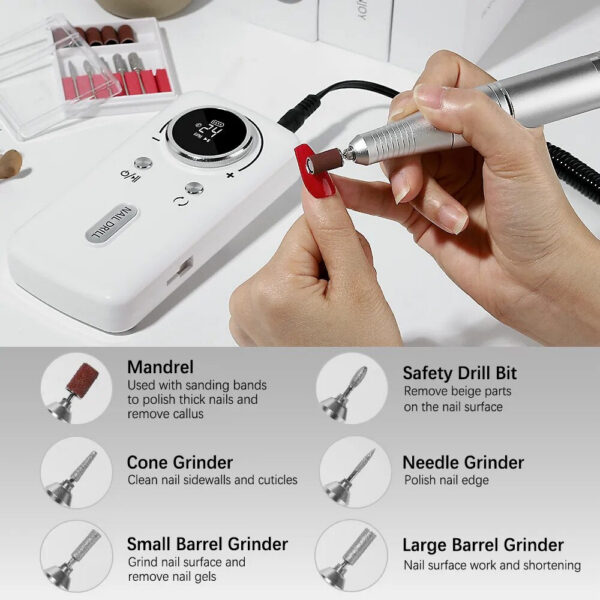 8c1582794fbbedbe 45000RPM Electric Drill hine With LCD Display Rechargeable File Nails Accessories Gel Nail Polish Sander Low Noise