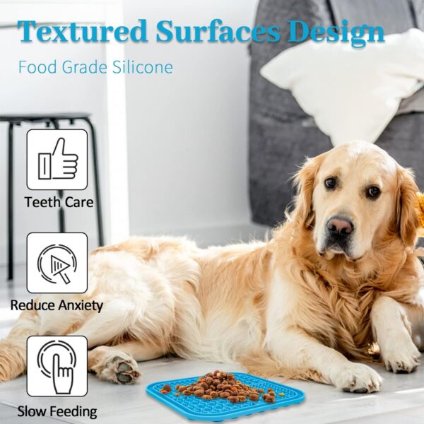 Licking Mat for Dogs Cats 2 Pack, Dog Peanut Butter Lick Pad with Strong Suction Cups for Calming, Reduce Anxiety Boredom (Blue & Green)