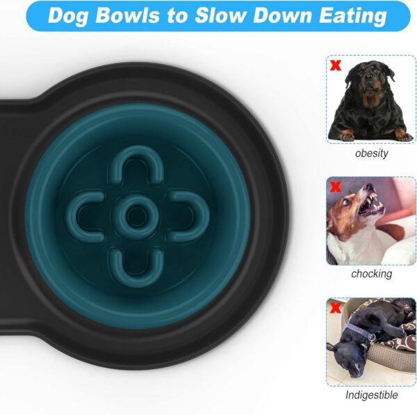 8c2749fede77e1b3 BurgeonNest Dog Bowl Slow Feeder,4 in 1 Dog Food and Water Bowl with Stand Slow Down Eating Dog Puzzle Bowl Set with Non-Skid Silicone Mat for Small Medium Dogs