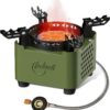 Indwell Camping Stove with Infrared Burner, Single Burner Propane Stove Ultra-Thin Design Adjustable Flame Control Wind-Resistant Portable Gas Cooker for Camping Hiking Outdoor Cooking