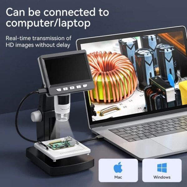 8c3a11f16d74487e 1000X 4.3" LCD Digital 1080P Microsco 8 LED Lights USB Magnifier Soldering Repair Video Microscope for Coin