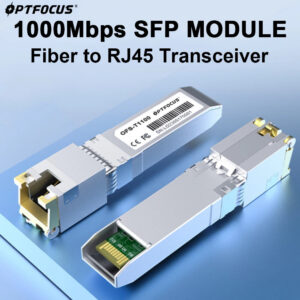 OPTFOCUS 1Gbps RJ45 SFP Module 1000M Fiber to Ethernet Transceiver Full Compatible Copper Cable Support CAT5 Ethernet Network