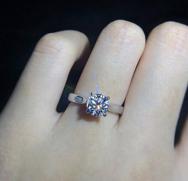 With Certificate White Gold Color Rings for Women 2.0ct Round Zirconia Diamond Solitaire Ring Wedding Band Engagement Bridal