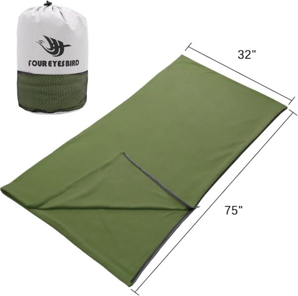 Fleece Sleeping Bag Liner, 75" Long Zipper Microfiber Fleece Travel Single Sleeping Bag Camping Blanket, Indoor Outdoor Blanket for Adults & Children