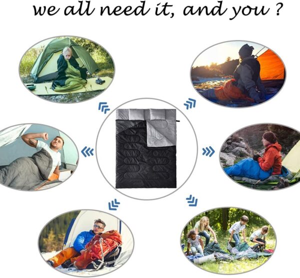 8c69cdcef63339e5 Tuphen Double Sleeping Bag, Sleeping Bag with 2 Pillows, Queen Size XL Bag for 2 People, Cold Warm Weather- 3 Seasons, Waterproof Adults for Camping, Backpacking or Hiking