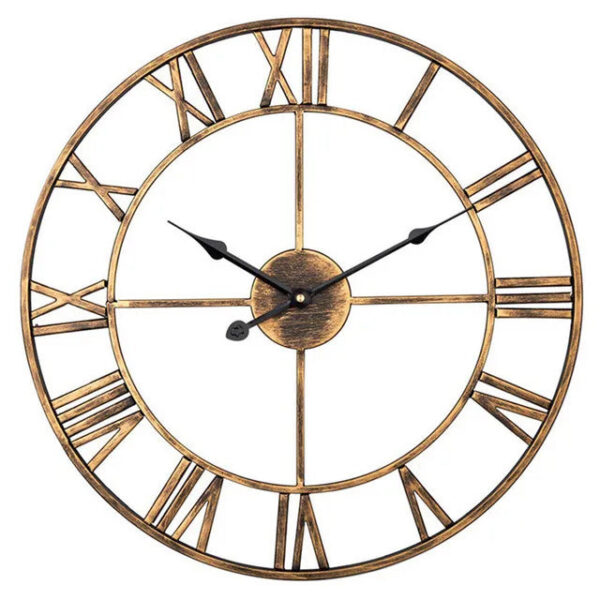 Modern 3D Large Wall Clocks Roman Numerals Retro Round Metal Iron Accurate Silent Nordic Hanging Ornament Living