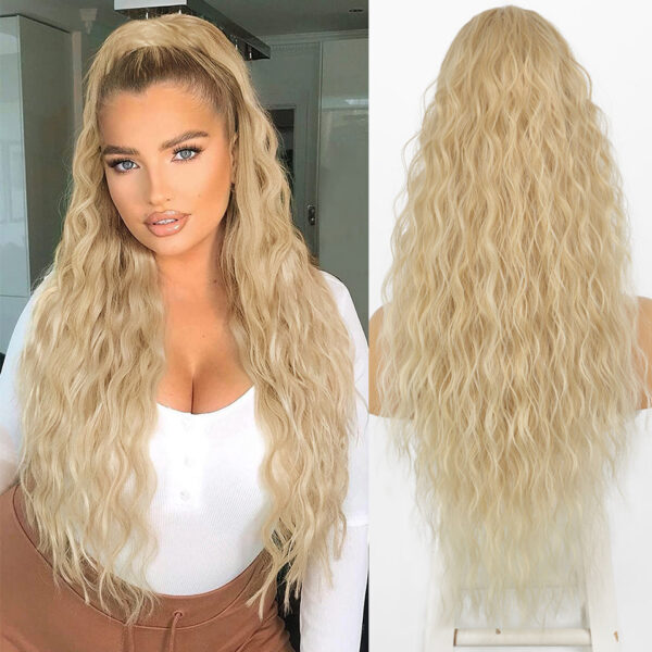 8c8dcbc654ff25b9 Long Curly Drawstring Synthetic Ponytails Women Black Blonde Red Ponytail Clip in Hair Extensions for Daily Cosplay