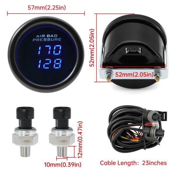 8c94b4e7a5e00967 A Triple Dual Display Air Pressure Guage LED Digital Air Suspension Gauge 0-220PSI with 3pcs/2pcs 1/8NPT Sensors For Car Gauge